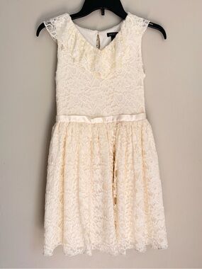 Girls White Sleeveless Lace Dress - Zenzi Size L (10/12)